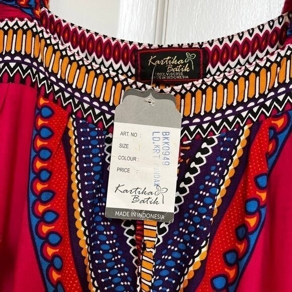Kartika Batik Square Neck Bold Print Maxi Dress L NWT - Picture 6 of 9